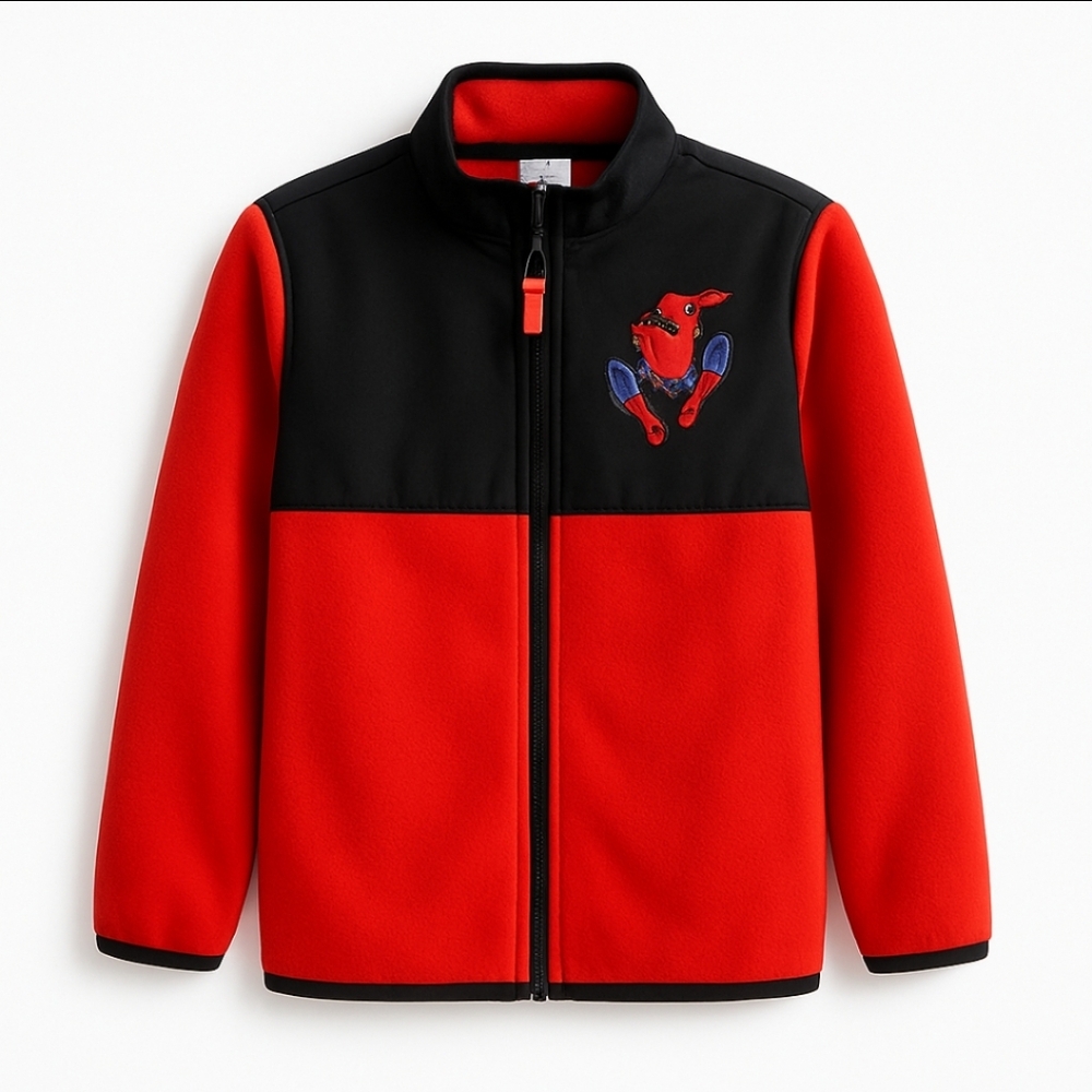 Disney Red Marvel Spiderman Boys Full Zip Fleece Jacket Sz 5/6